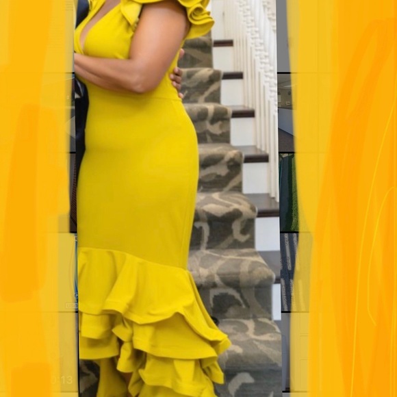 NEW WITH TAGS Mustard Yellow elegant gown SIZE XL - Picture 1 of 6